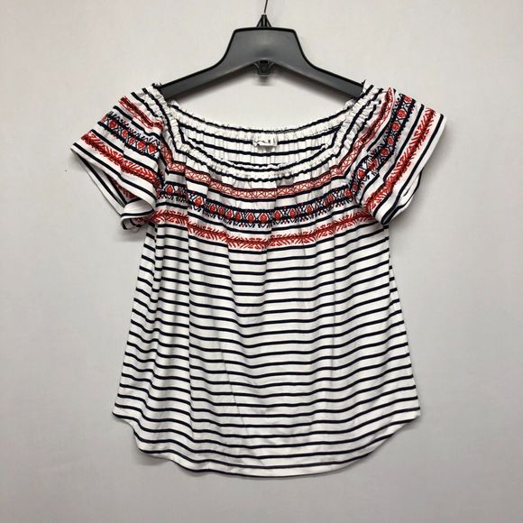 THML Women Short Sleeve Ruffle Embroidered Top Blouse Shirt Size Medium M112 -15 - Picture 1 of 12